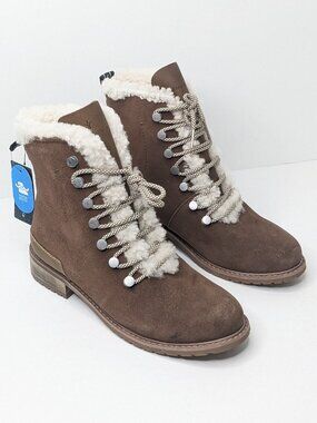 Emu Australia Billington Waterproof Sheepskin Ankle Boots Brown Suede Womens 8